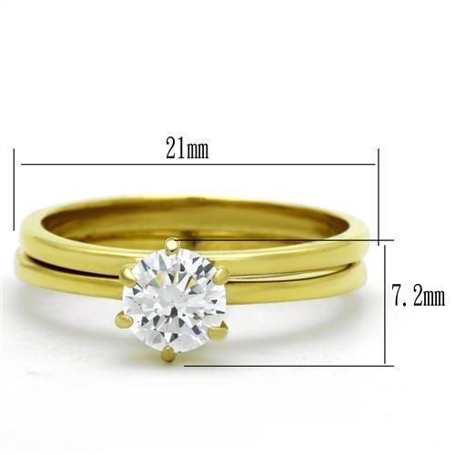 TK1439 - IP Gold(Ion Plating) Stainless Steel Ring with AAA Grade CZ  in Clear - Joyeria Lady