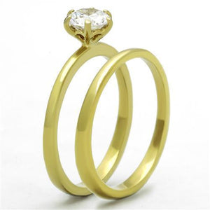 TK1439 - IP Gold(Ion Plating) Stainless Steel Ring with AAA Grade CZ  in Clear