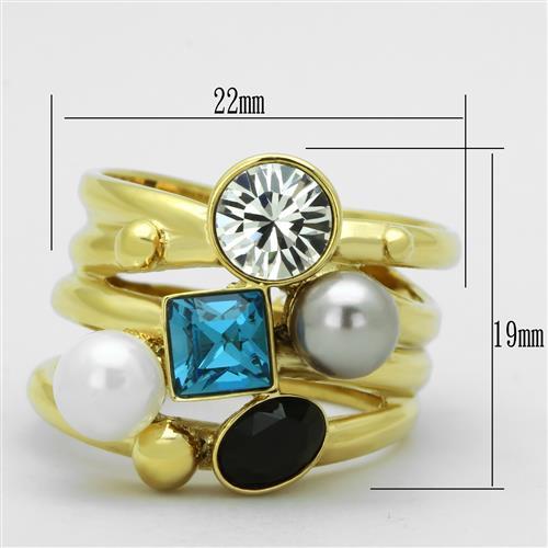 TK1440 - IP Gold(Ion Plating) Stainless Steel Ring with Synthetic Pearl in Multi Color - Joyeria Lady