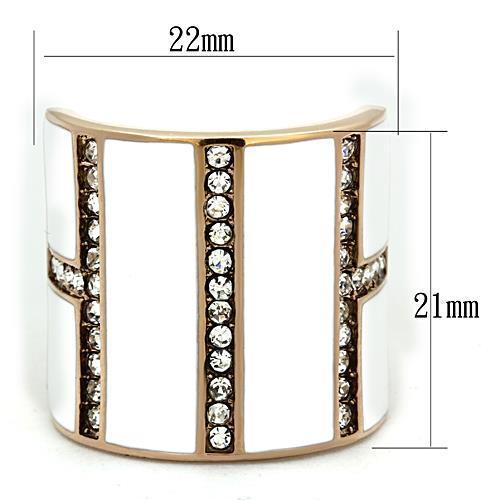 TK1444 - IP Rose Gold(Ion Plating) Stainless Steel Ring with Top Grade Crystal  in Clear - Joyeria Lady