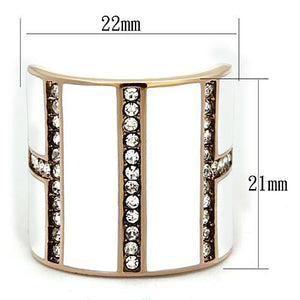 TK1444 - IP Rose Gold(Ion Plating) Stainless Steel Ring with Top Grade Crystal  in Clear