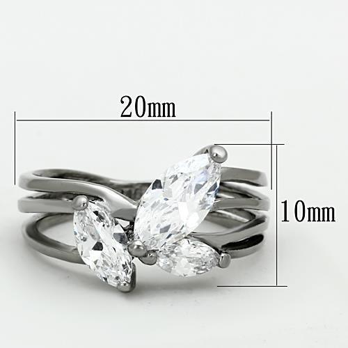 TK1445 - High polished (no plating) Stainless Steel Ring with AAA Grade CZ  in Clear - Joyeria Lady