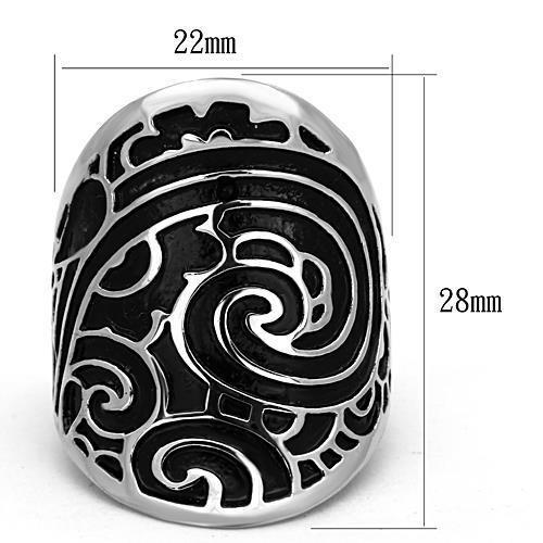 TK1448 - High polished (no plating) Stainless Steel Ring with Epoxy  in Jet - Joyeria Lady
