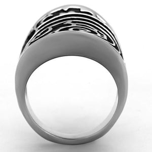 TK1448 - High polished (no plating) Stainless Steel Ring with Epoxy  in Jet
