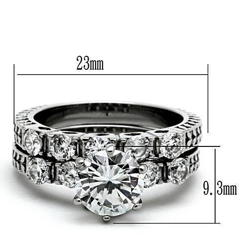 TK1450 - High polished (no plating) Stainless Steel Ring with AAA Grade CZ  in Clear - Joyeria Lady