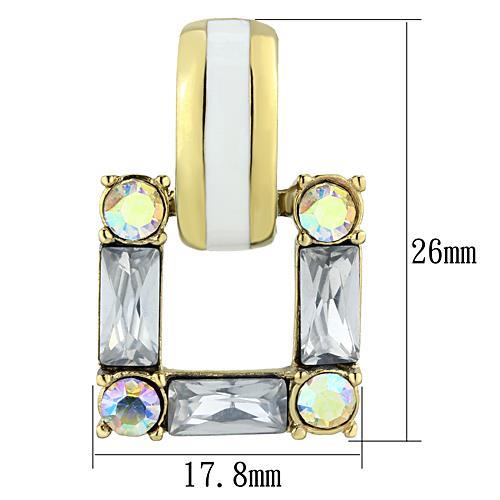 TK1465 IP Gold(Ion Plating) Stainless Steel Earrings with Top Grade Crystal in Clear - Joyeria Lady