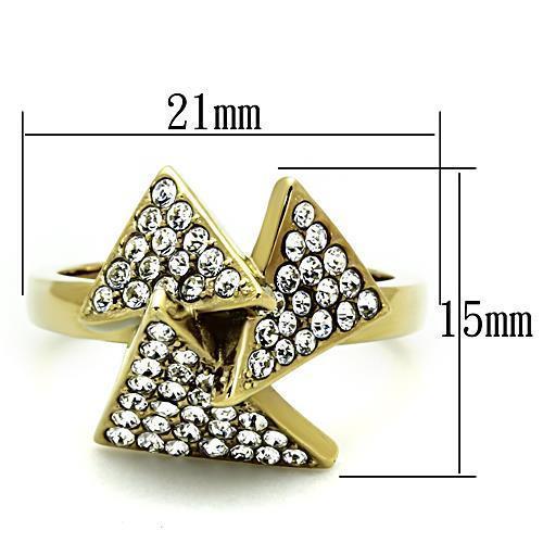 TK1485 - IP Gold(Ion Plating) Stainless Steel Ring with Top Grade Crystal  in Clear - Joyeria Lady