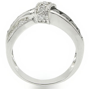 TK1494 - High polished (no plating) Stainless Steel Ring with AAA Grade CZ  in Jet