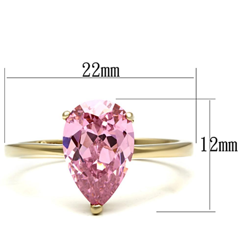 TK1508 - IP Gold(Ion Plating) Stainless Steel Ring with AAA Grade CZ  in Rose - Joyeria Lady