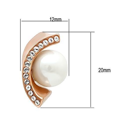 TK1510 IP Rose Gold(Ion Plating) Stainless Steel Earrings with Synthetic in White - Joyeria Lady