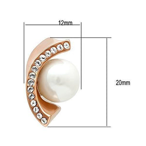 TK1510 IP Rose Gold(Ion Plating) Stainless Steel Earrings with Synthetic in White
