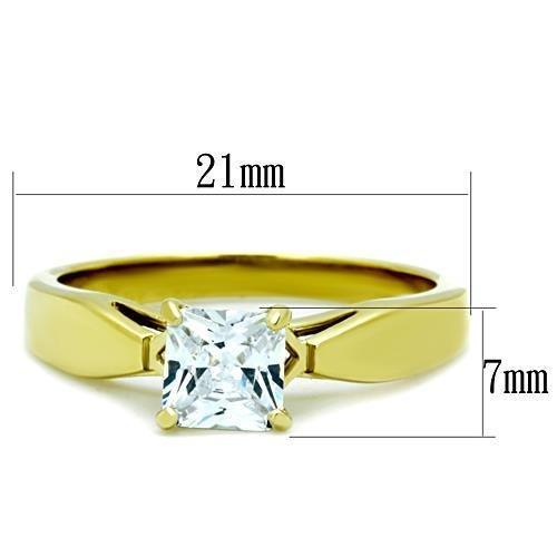 TK1511 - IP Gold(Ion Plating) Stainless Steel Ring with AAA Grade CZ  in Clear - Joyeria Lady