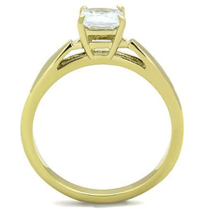 TK1511 - IP Gold(Ion Plating) Stainless Steel Ring with AAA Grade CZ  in Clear