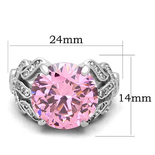 TK1512 - High polished (no plating) Stainless Steel Ring with AAA Grade CZ  in Rose - Joyeria Lady