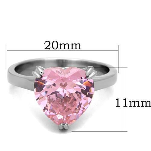 TK1513 - High polished (no plating) Stainless Steel Ring with AAA Grade CZ  in Rose - Joyeria Lady