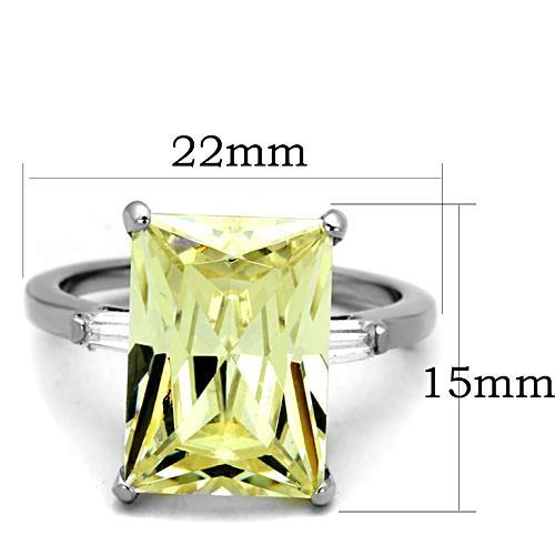TK1514 - High polished (no plating) Stainless Steel Ring with AAA Grade CZ  in Citrine Yellow - Joyeria Lady