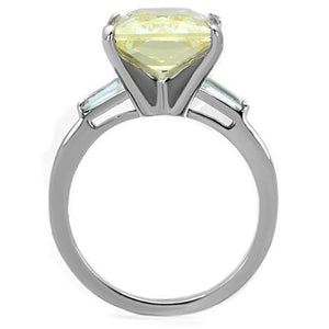 TK1514 - High polished (no plating) Stainless Steel Ring with AAA Grade CZ  in Citrine Yellow