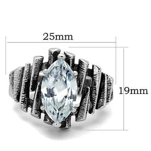 TK1516 - High polished (no plating) Stainless Steel Ring with AAA Grade CZ  in Clear