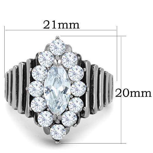TK1517 - High polished (no plating) Stainless Steel Ring with AAA Grade CZ  in Clear - Joyeria Lady