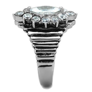 TK1517 - High polished (no plating) Stainless Steel Ring with AAA Grade CZ  in Clear
