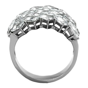 TK1522 - High polished (no plating) Stainless Steel Ring with AAA Grade CZ  in Clear