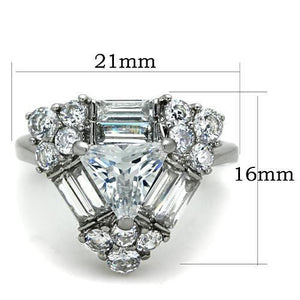 TK1527 - High polished (no plating) Stainless Steel Ring with AAA Grade CZ  in Clear
