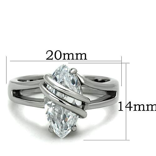 TK1531 - High polished (no plating) Stainless Steel Ring with AAA Grade CZ  in Clear - Joyeria Lady