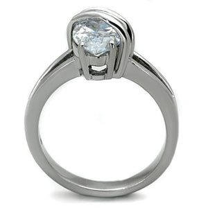 TK1531 - High polished (no plating) Stainless Steel Ring with AAA Grade CZ  in Clear