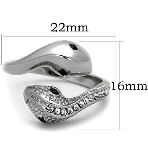 TK1532 - High polished (no plating) Stainless Steel Ring with Top Grade Crystal  in Jet - Joyeria Lady