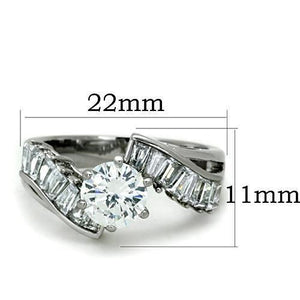 TK1533 - High polished (no plating) Stainless Steel Ring with AAA Grade CZ  in Clear