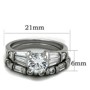 TK1535 - High polished (no plating) Stainless Steel Ring with AAA Grade CZ  in Clear