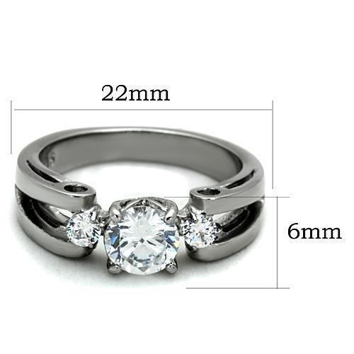 TK1537 - High polished (no plating) Stainless Steel Ring with AAA Grade CZ  in Clear - Joyeria Lady