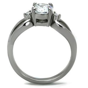 TK1539 - High polished (no plating) Stainless Steel Ring with AAA Grade CZ  in Clear