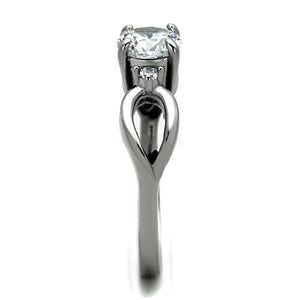 TK1539 - High polished (no plating) Stainless Steel Ring with AAA Grade CZ  in Clear