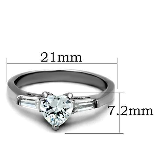 TK1541 - High polished (no plating) Stainless Steel Ring with AAA Grade CZ  in Clear - Joyeria Lady