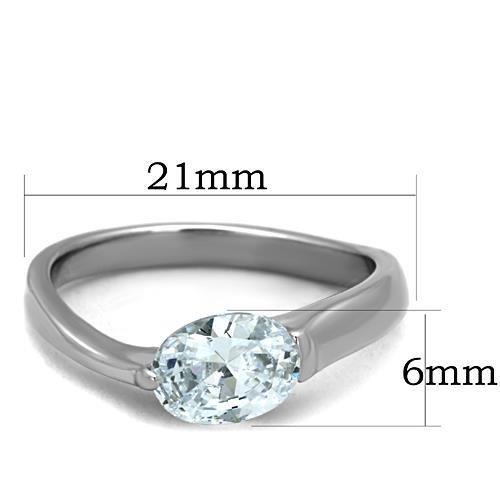 TK1542 - High polished (no plating) Stainless Steel Ring with AAA Grade CZ  in Clear - Joyeria Lady