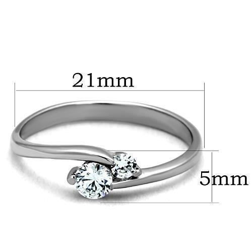 TK1544 - High polished (no plating) Stainless Steel Ring with AAA Grade CZ  in Clear - Joyeria Lady