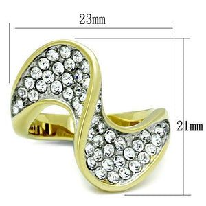TK1549 - Two-Tone IP Gold (Ion Plating) Stainless Steel Ring with Top Grade Crystal  in Clear