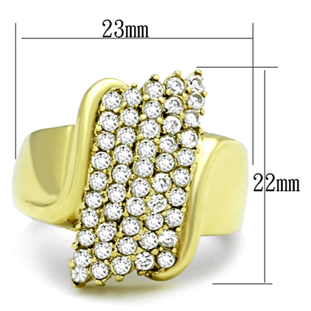 TK1554 - IP Gold(Ion Plating) Stainless Steel Ring with AAA Grade CZ  in Clear - Joyeria Lady