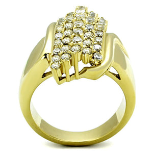 TK1554 - IP Gold(Ion Plating) Stainless Steel Ring with AAA Grade CZ  in Clear