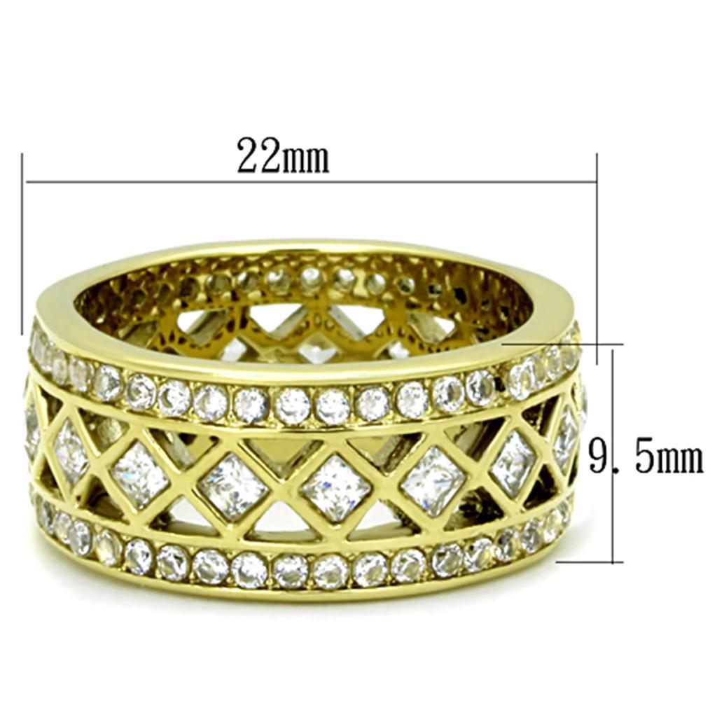 TK1558 - IP Gold(Ion Plating) Stainless Steel Ring with AAA Grade CZ  in Clear - Joyeria Lady