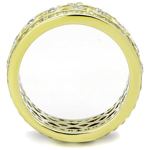 TK1558 - IP Gold(Ion Plating) Stainless Steel Ring with AAA Grade CZ  in Clear