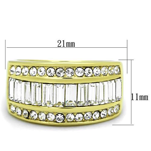 TK1561 - IP Gold(Ion Plating) Stainless Steel Ring with Top Grade Crystal  in Clear - Joyeria Lady