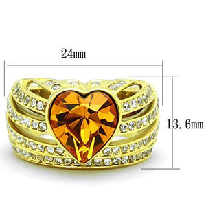TK1563 - IP Gold(Ion Plating) Stainless Steel Ring with Top Grade Crystal  in Topaz
