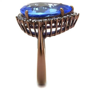 TK1564LC - IP Coffee light Stainless Steel Ring with Top Grade Crystal  in Light Sapphire