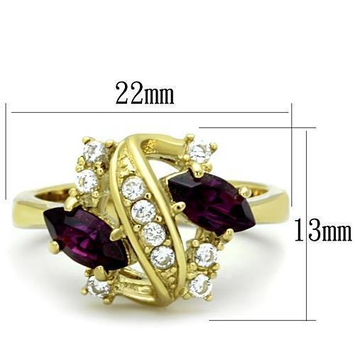 TK1567 - IP Gold(Ion Plating) Stainless Steel Ring with Top Grade Crystal  in Amethyst - Joyeria Lady