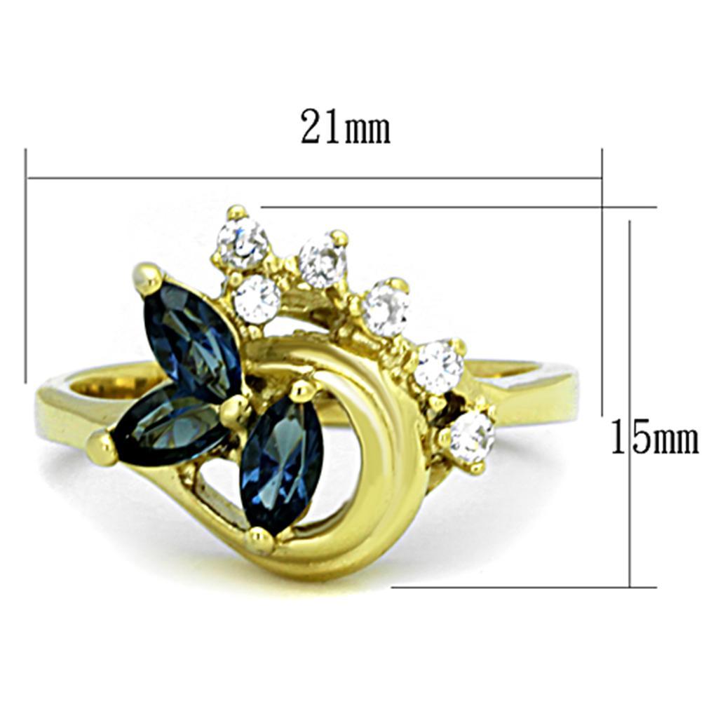 TK1571 - IP Gold(Ion Plating) Stainless Steel Ring with Top Grade Crystal  in Montana - Joyeria Lady