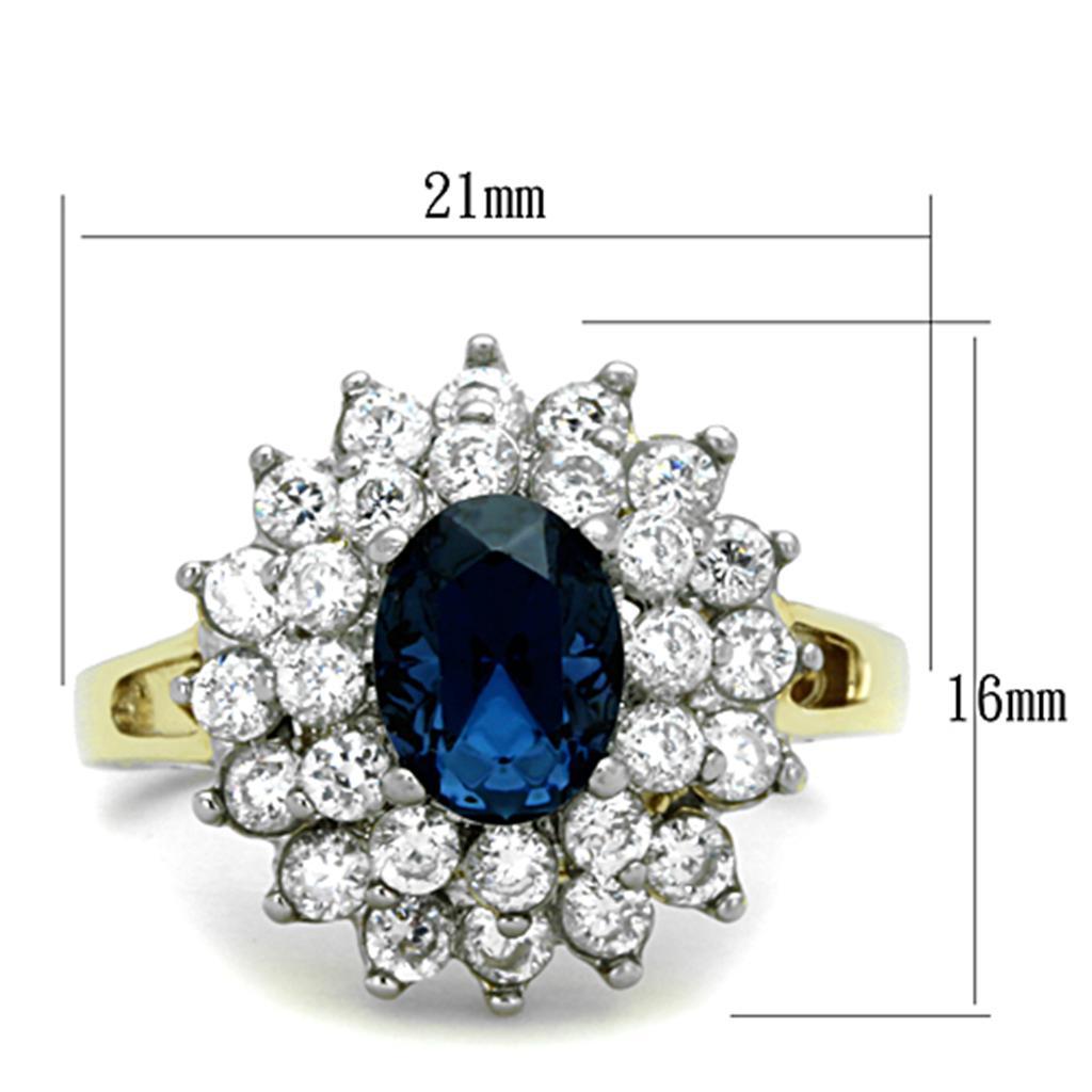 TK1572 - Two-Tone IP Gold (Ion Plating) Stainless Steel Ring with Top Grade Crystal  in Montana - Joyeria Lady