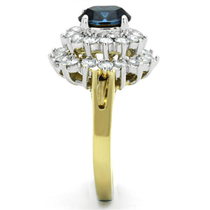 TK1572 - Two-Tone IP Gold (Ion Plating) Stainless Steel Ring with Top Grade Crystal  in Montana