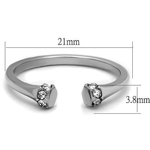TK1580 - High polished (no plating) Stainless Steel Ring with Top Grade Crystal  in Clear - Joyeria Lady